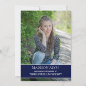 Navy Blue White Afstudeerder College Trunk Kaart (Voorkant)