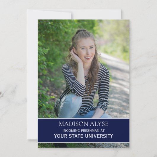 Navy Blue White Afstudeerder College Trunk Kaart (Voorkant)