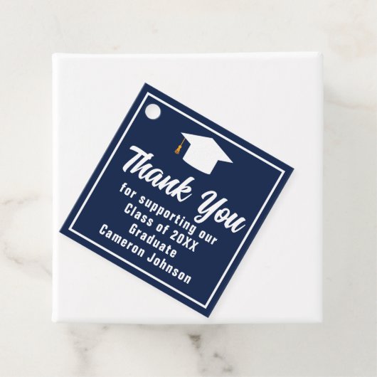 Navy Blue White Afstuderen aangepaste afstudeerfee Bedankjes Labels (In situ)