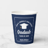 Navy Blue White Afstuderen aangepaste afstudeerfee Papieren Bekers (Achterkant)