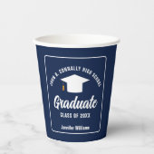Navy Blue White Afstuderen aangepaste afstudeerfee Papieren Bekers (Voorkant)