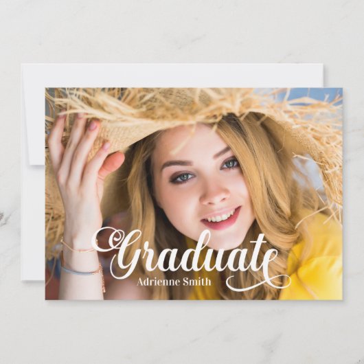 Navy Blue White Afstuderen College Kaart (Voorkant)