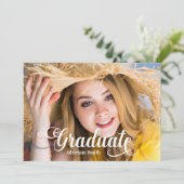 Navy Blue White Afstuderen College Kaart (Staand voorkant)