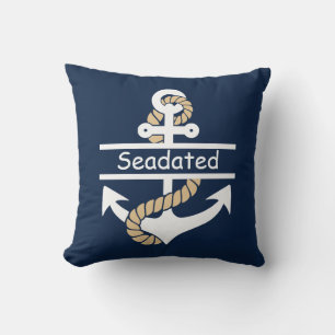 Navy Blue White Anchor Nautical Sierkussen