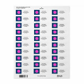 Navy Blue White Anchors Pattern, Hot Pink Monogram Etiket (Full Sheet)