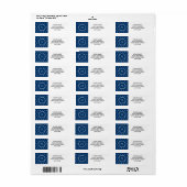 Navy Blue White Anchors Pattern, jouw Monogram Etiket (Full Sheet)