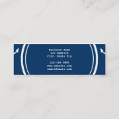 Navy Blue White Anchors Pattern, jouw Monogram Mini Visitekaartje (Achterkant)