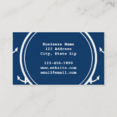 Navy Blue White Anchors Pattern, jouw Monogram Visitekaartje (Achterkant)
