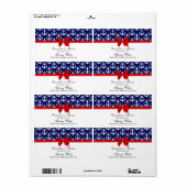 Navy Blue, White Anchors Red Bow Party Water Label (Full Sheet)
