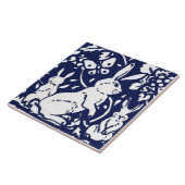 Navy Blue White Baby Rabbit Woodland Animal Trivet Tegeltje (Zijkant)