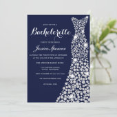 Navy Blue White Bachelorette Party Invite Kaart (Staand voorkant)