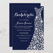 Navy Blue White Bachelorette Party Invite Kaart (Voorkant / Achterkant)