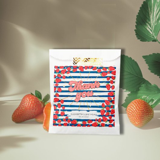 Navy Blue White Bedankt Red Strawberry Party Bedankzakje