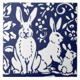 Navy Blue White Beer Cub Woodland Animal Trivet Tegeltje