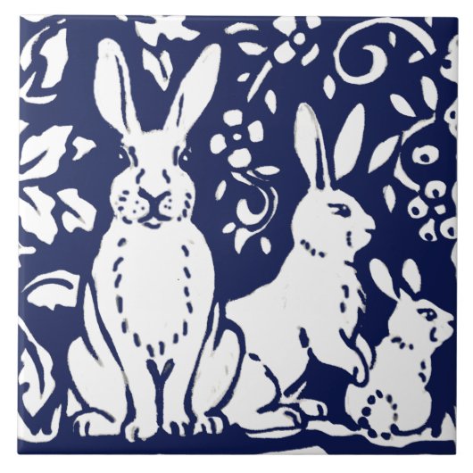 Navy Blue White Beer Cub Woodland Animal Trivet Tegeltje (Voorkant)