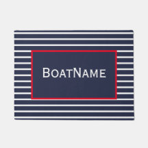 Navy Blue & White Boat Name Doormat