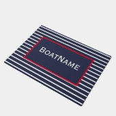 Navy Blue & White Boat Name Doormat Deurmat (Schuin)