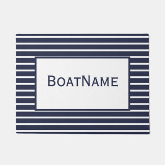 Navy Blue & White Boat Name Doormat Deurmat