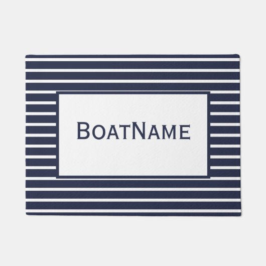 Navy Blue & White Boat Name Doormat Deurmat (Voorkant)