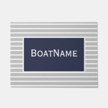 Navy Blue & White Boat Name Doormat