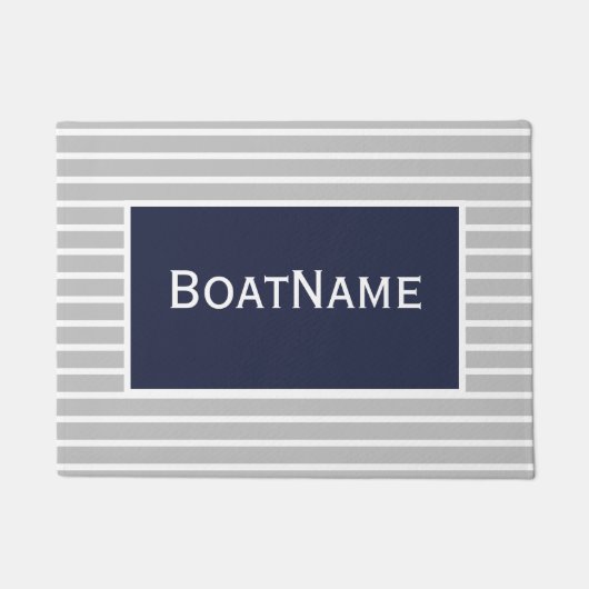 Navy Blue & White Boat Name Doormat Deurmat (Voorkant)