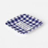 Navy Blue White Buffalo Check Family Picnic Papieren Bordje (Gebogen)