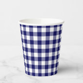 Navy Blue White Buffalo Check Papieren Bekers (Links)