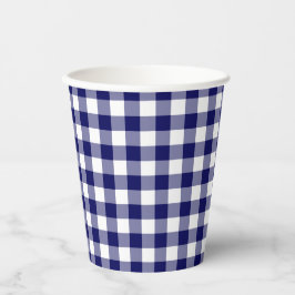 Navy Blue White Buffalo Check Papieren Bekers