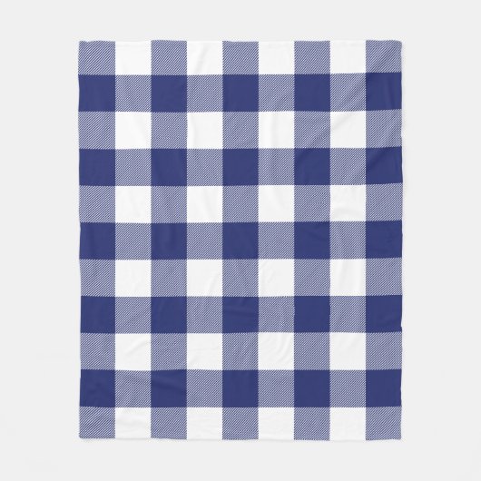 Navy Blue White Buffalo Plaid Boerderij Fleece Deken (Voorkant)