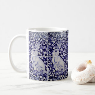 Navy Blue White Bunny Rabbit & Strawberries Sweet Koffiemok