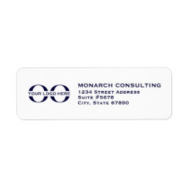 Navy Blue White Business Logo Return-adres Etiket