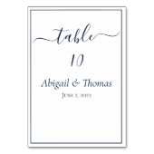 Navy Blue White Calligraphy Script Elegant Wedding Kaart (Achterkant)