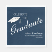 Navy Blue White Celebrate Afstuderen Afstuderen Servet (Voorkant)