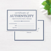 Navy Blue White Certificate of Authenticity Visitekaartje (Bureau)