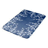 Navy Blue White Cherry Blossom  Badmat (Gekanteld)