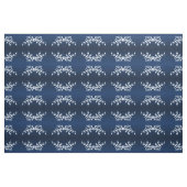 Navy Blue White Cherry Blossom Pattern Fabric Stof (Yard (91,4 cm))