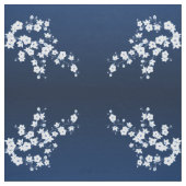 Navy Blue White Cherry Blossom Pattern Fabric Stof (Swatch)