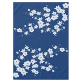 Navy Blue White Cherry Blossom Tafelkleed (Voorkant)