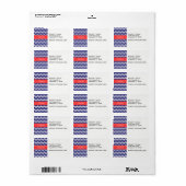 Navy Blue White Chevron Coral Red Naam Monogram Etiket (Full Sheet)