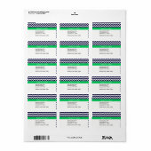 Navy Blue White Chevron Emerald Name Monogram Etiket (Full Sheet)