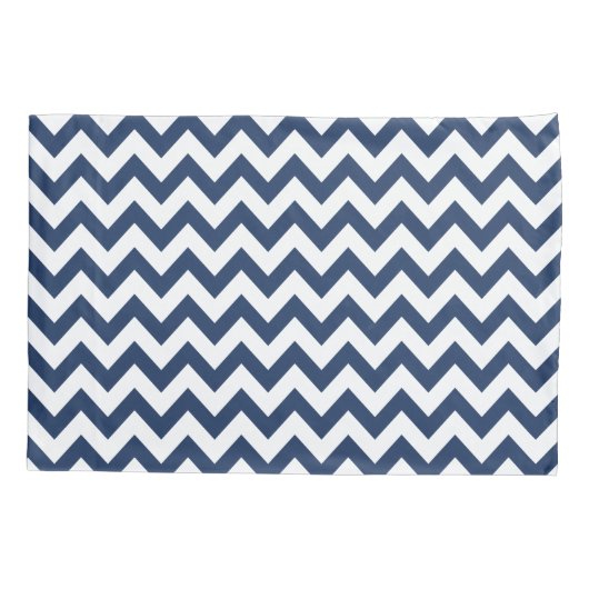 Navy Blue White Chevron Modern Pattern Pillow Hoes (Achterkant)