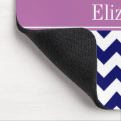 Navy Blue White Chevron Orchid Name Monogram Muismat (Hoek)
