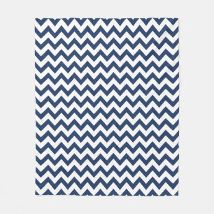 Navy Blue White Chevron Pattern Blanket Fleece Deken