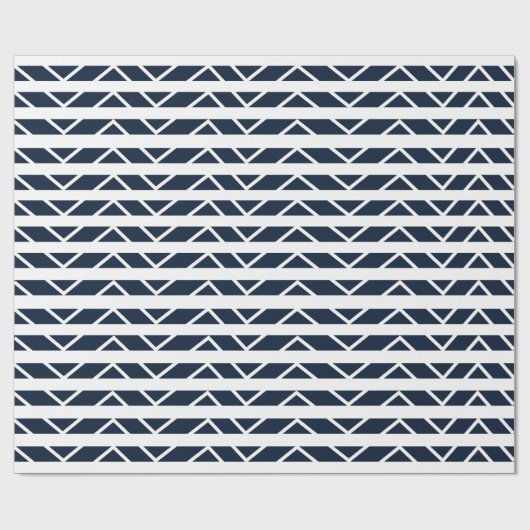 Navy Blue White Chevron Pattern Cadeaupapier (Vlak)