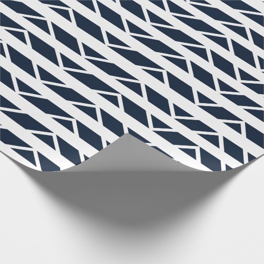 Navy Blue White Chevron Pattern Cadeaupapier (Hoek)
