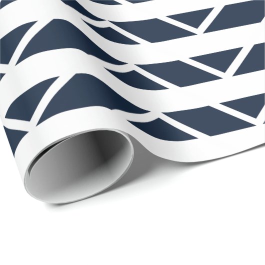 Navy Blue White Chevron Pattern Cadeaupapier (Rol Hoek)