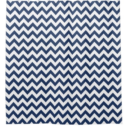 Navy Blue White Chevron Pattern-gordijn Douchegordijn (Voorkant)