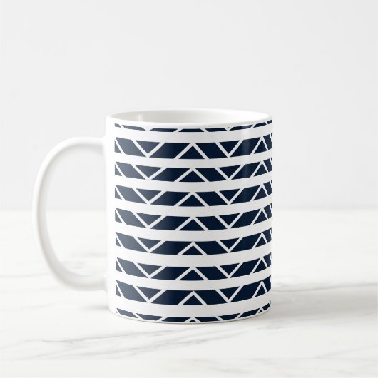 Navy Blue White Chevron Pattern Koffiemok (Links)