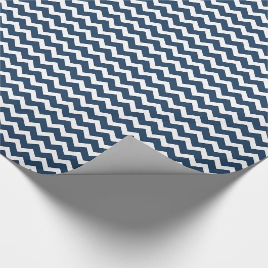 Navy Blue White Chevron Pattern-pakpapier Cadeaupapier (Hoek)