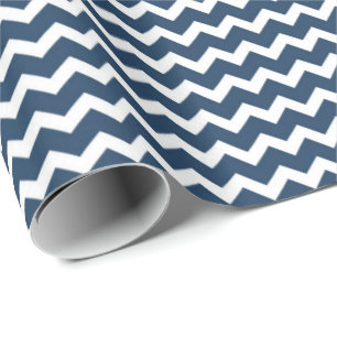 Navy Blue White Chevron Pattern-pakpapier Cadeaupapier